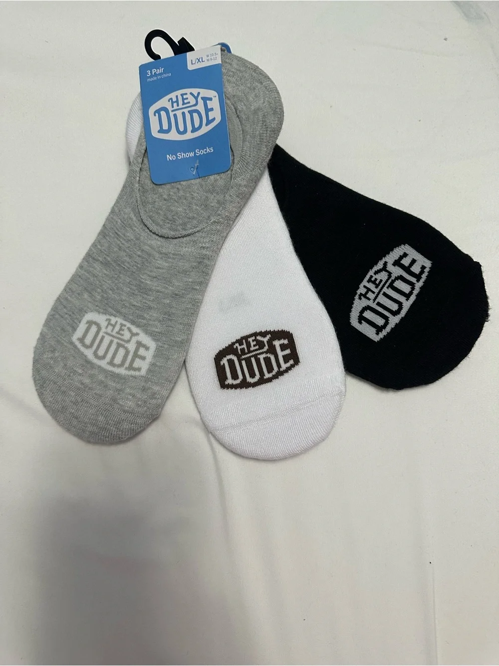 Hey Dude No-Show Sock 3-Pack — Black, White & Gray